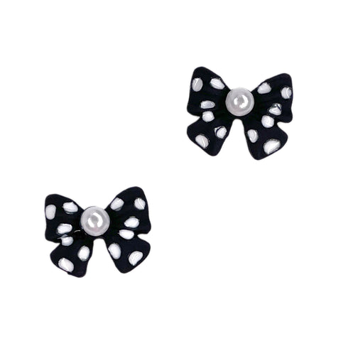 Polka Dotted Minni Ribbon Bow / Black Minnie Nail Art Charm Jewelry Cute