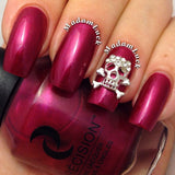 Nail Art Decoration - Skull & Crossbones / Silver 3D Charm Jewelry