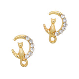 Crescent Moon Kitty / Gold Nail Charm
