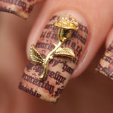 Enchanted Rose Gold Nail Charm 3D Decor Beauty Beast