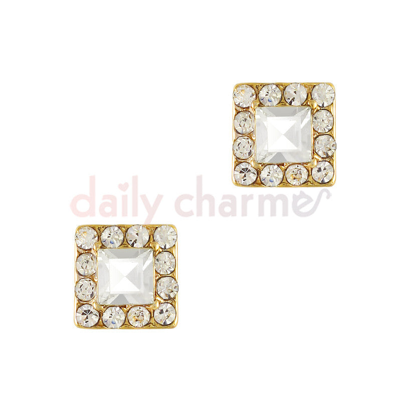 Daily Charme 3D Nail Art Charm Fancy Square Jewel / Gold