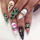 Studded Skull Cross Nail Art 3D Charm Jewelry Gold