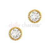 Daily Charme 3D Nail Art Charm Vintage Round Crystal Gem / Gold