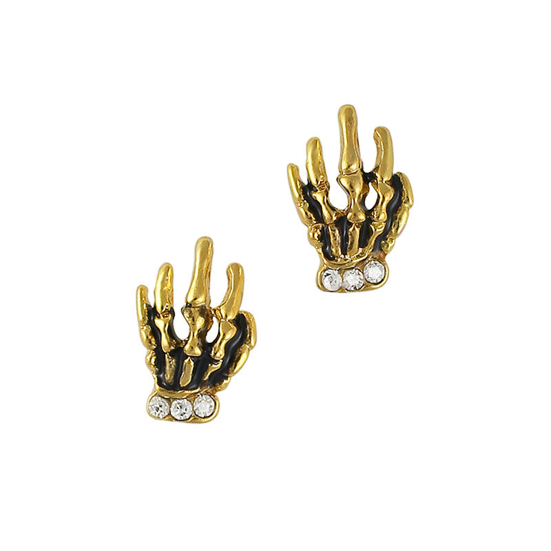 Skeleton Hand / Gold Nail Charm Jewelry - Skeleton Hand / Gold