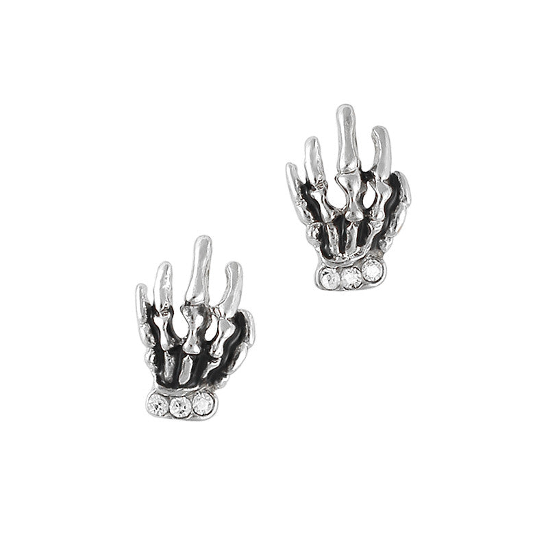 Skeleton Hand / Silver Nail Charm Jewelry - Skeleton Hand / Silver