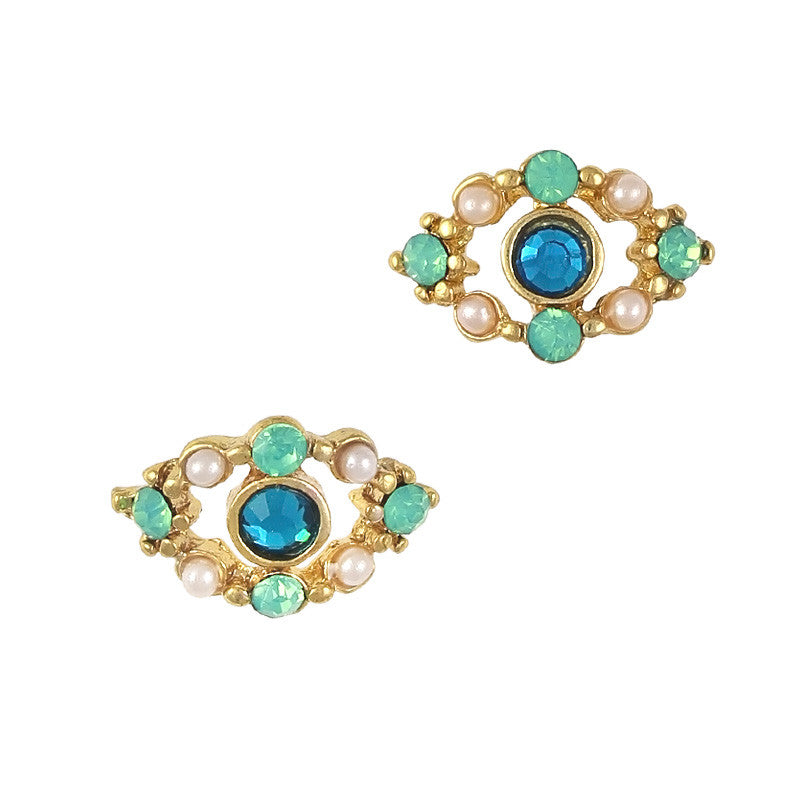 Ornate Evil Eye / Gold / Turquoise 3D Nail Art Jewelry Charm - Ornate Evil Eye / Gold / Turquoise
