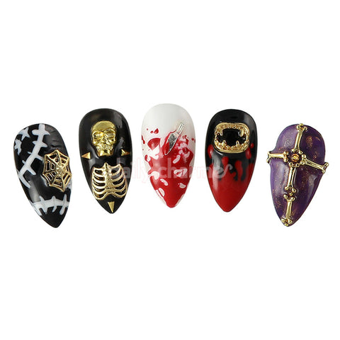 Gold Bones Halloween Nail Art Charm Jewelry 3D