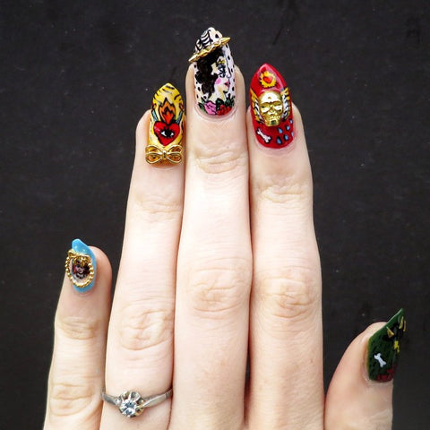 Nail Art Charm Jewelry 3D Skull Gold
