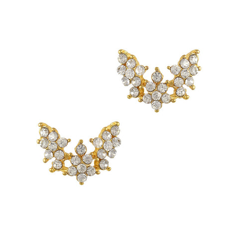 Nail Charm Jewelry 3D Ornate Crystal Wings Gold