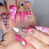 Nail Charm Jewelry 3D Necklace Dangles Gold