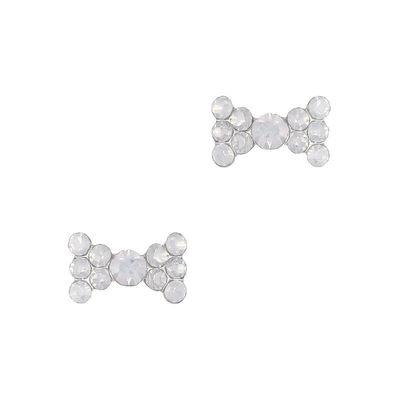Simple Rhinestone Bow / White Opal Nail Art Charms Simple Rhinestone Bow / White Opal