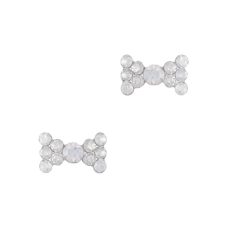 Nail Art Charms Simple Rhinestone Bow / White Opal