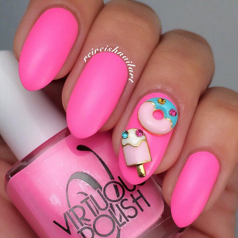 Nail Art Charm Pink Popsicle Rhinestone Crystal Jewelry