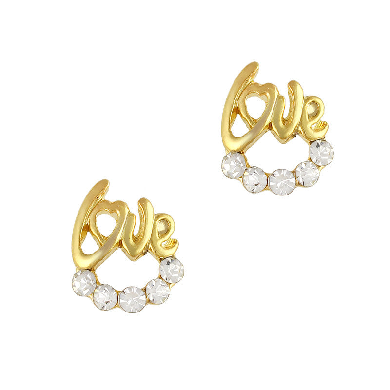 Love Ringlet / Gold Nail Art Charm Gold Love Ringlet Rhinestone Crystal Jewelry
