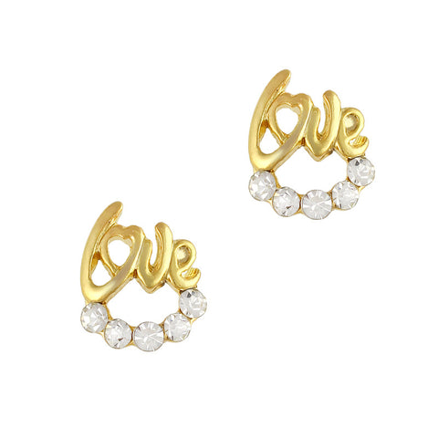 Nail Art Charm Gold Love Ringlet Rhinestone Crystal Jewelry