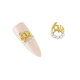 Nail Art Charm Gold Love Ringlet Rhinestone Crystal Jewelry