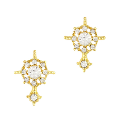Nail Art Charm Rhinestone Crystal Jewelry - Ornate Compass / Gold