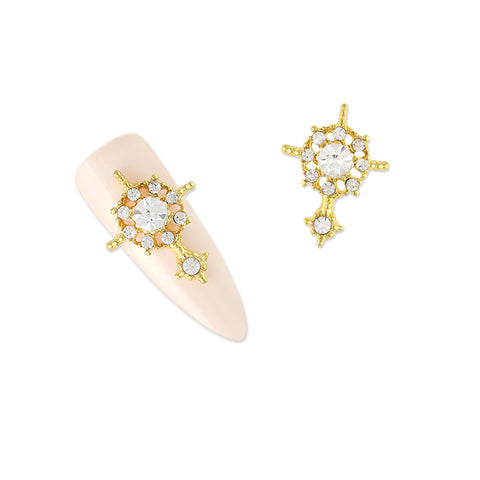 Nail Art Charm Rhinestone Crystal Jewelry - Ornate Compass / Gold