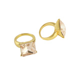 Square Diamond Ring Nail Charm Jewelry Gold 3D Bling Champgne