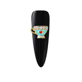 Lovely Tea Cup Gold Blue Nail Charm Jewelry 3D