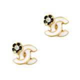 Camellia Coco Gold White Nail Charm Jewelry 3D
