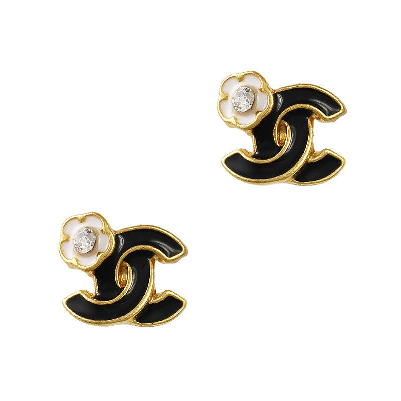 Camellia Coco / Gold / Black Camellia Coco Gold Black Nail Charm Jewelry 3D