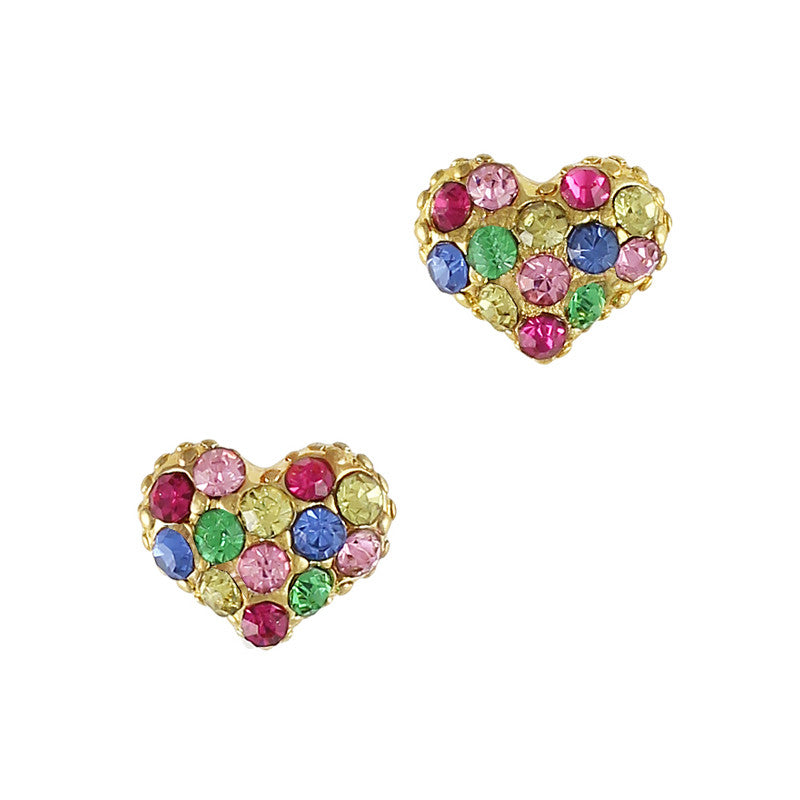 Colorful Crystal Studded Heart Colorful Crystal Studded Heart Japanese Nail Charm Style