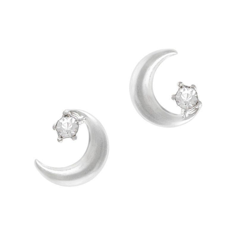 Starry Crescent Moon / Silver Silver Starry Crescent Moon Diamond Charm Nail Jewelry