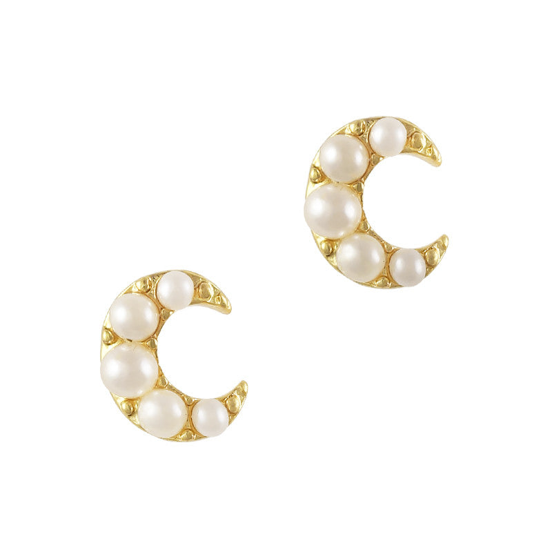 Pearly Moon / Gold Pearly Moon Pretty Nail Jewelry Charm 3D
