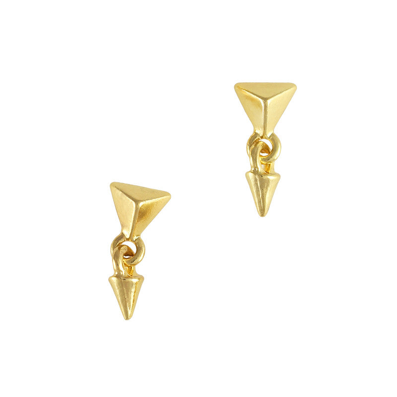 Pyramid Stud with Spike Dangle / Gold Fashion Gold Pyramid Stud Dangle Nail Art Supply Cool Charm