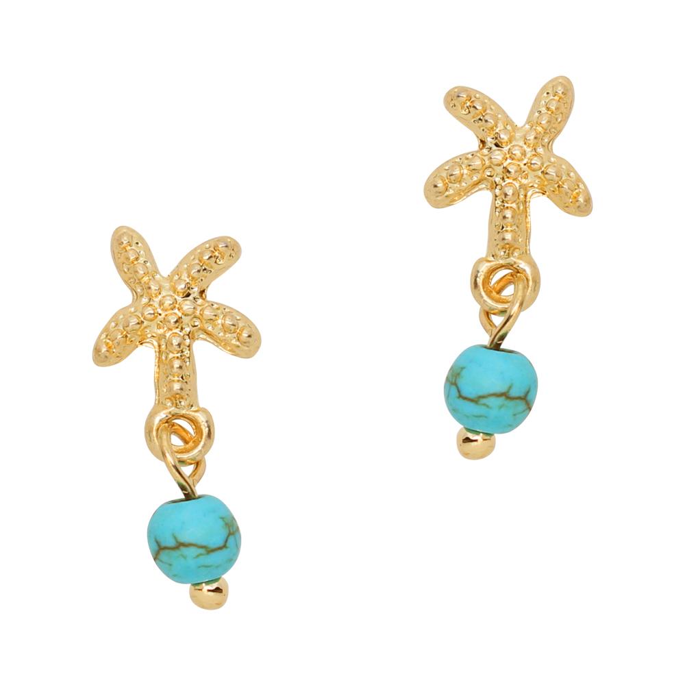 Starfish Turquoise Bead Dangle Starfish Turquoise Bead Dangle Gold Nail Charm