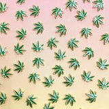 Gold Hemp Weed Leaf Nail Charms Jewelry for Nail Art