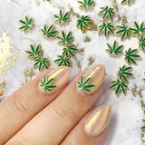 Gold Hemp Weed Leaf Nail Charms Jewelry for Nail Art