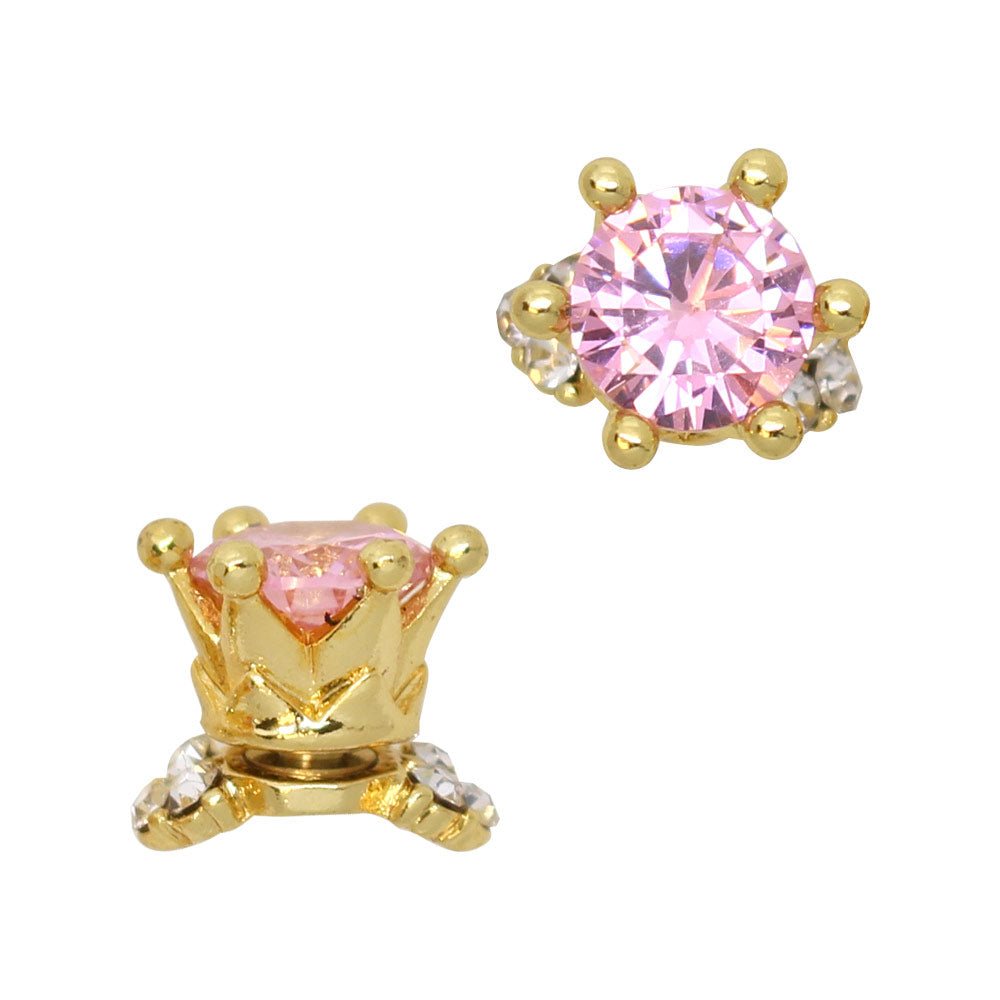 Crystal Crown / Fidget Charm / Gold / Pink 3D Nail Art Charm Jewelry Crystal Crown / Fidget Charm / Gold / Pink