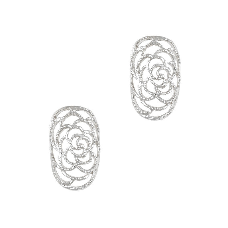 Ornate Rose Armor / Silver 3D Nail Art Jewelry Charm - Ornate Rose Armor / Silver