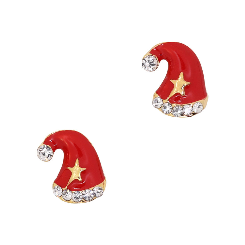 Gold Red Santa Hat Nail Art Charm Jewelry Decor