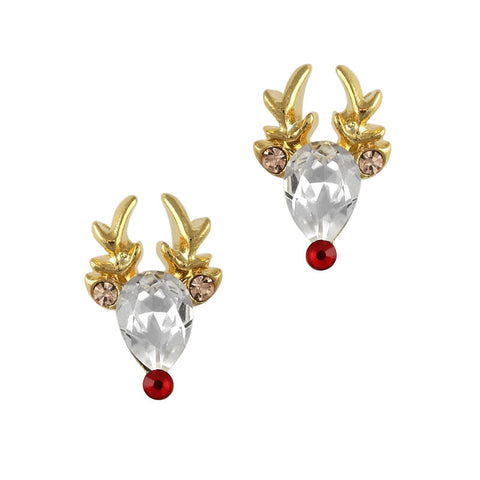 Rudolph The Reindeer / Swarovski Charm 3D Nail Art Christmas Holiday