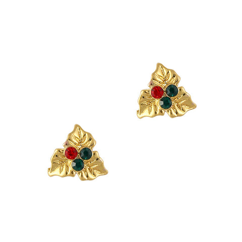 Christmas Nail Art Charm Holiday Holly Rhinestone Crystal Jewelry