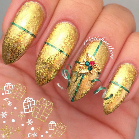 Christmas Nail Art Charm Holiday Holly Rhinestone Crystal Jewelry