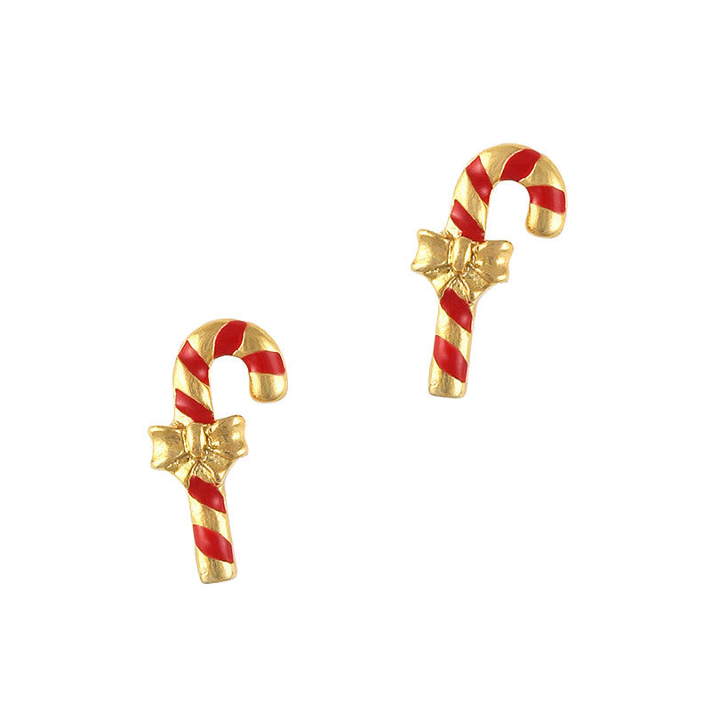 Holiday Candy Cane / Gold Christmas Nail Art Charm Candy Cane Gold Rhinestone Crystal Jewelry