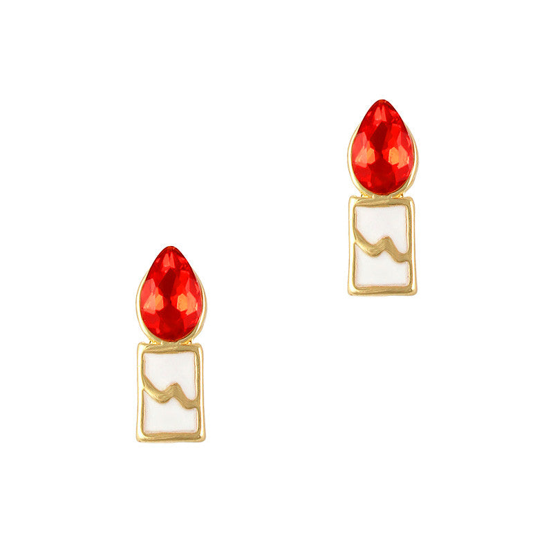 Candle / Gold Christmas Birthday Nail Art Charm Gold Candle Rhinestone Crystal Jewelry