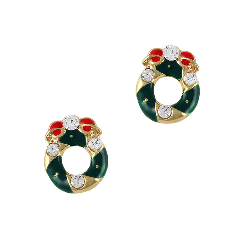 Christmas Wreath / Gold Christmas Nail Art Charm Gold Christmas Wreath  Rhinestone Crystal Jewelry