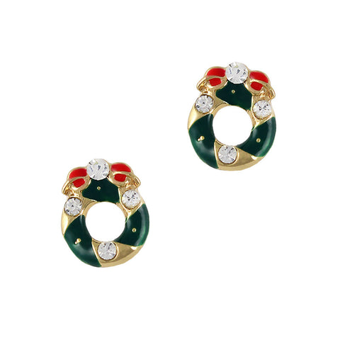 Christmas Nail Art Charm Gold Christmas Wreath  Rhinestone Crystal Jewelry