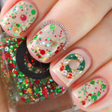 Christmas Nail Art Charm Gold Christmas Wreath  Rhinestone Crystal Jewelry