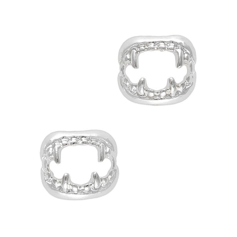 Fangs / Silver Silver Fang Halloween Nail Art Charm Jewelry 3D