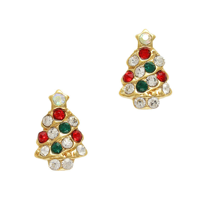 Crystal Holiday Tree / Gold Bling Christmas Nail Art Crystal Holiday Tree / Gold