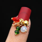 Pom Pom Gem Dangles / Festive Holiday Christmas Nail Charm Jewelry