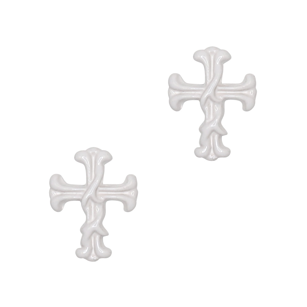 Thorn Cross / White Halloween Nail Charm Thorn Cross / White