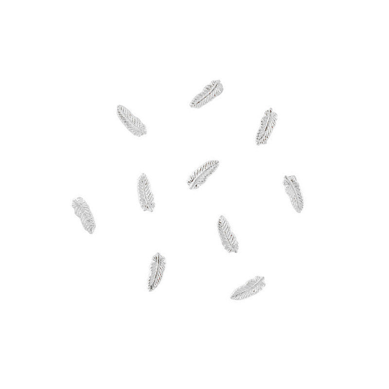 Tiny Feathers / Silver Tiny Feathers Silver Nail Charms Studs Decor 3D Decoration