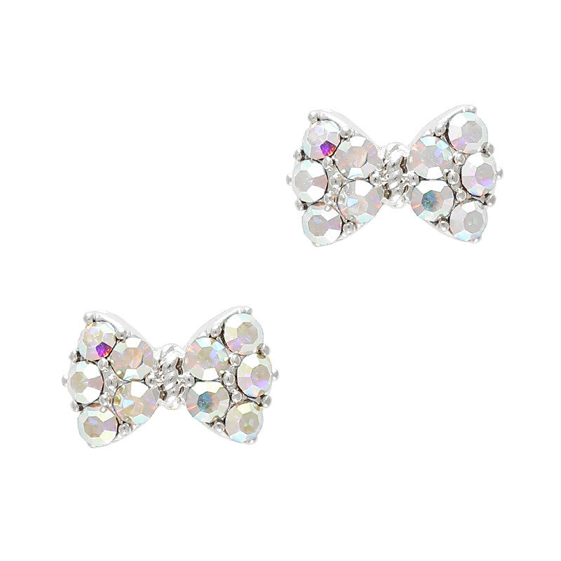 Princess Bow Swarovski Charm Silver AB Crystal